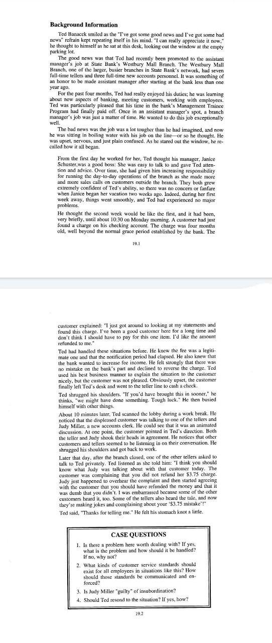 Need help Background Information Ted Banacek