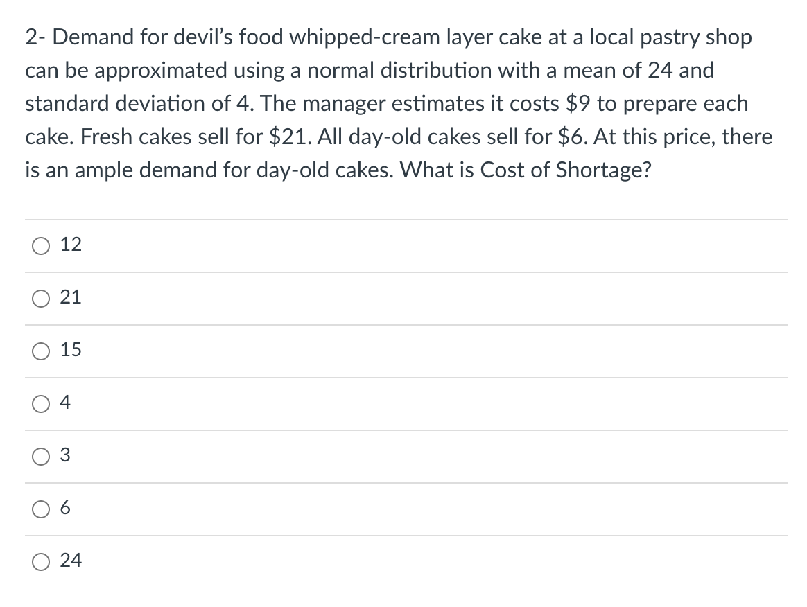 2- Demand for devil's food whipped-cream layer