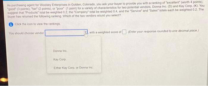 As purchasing agent for Woolsey Enterprises in