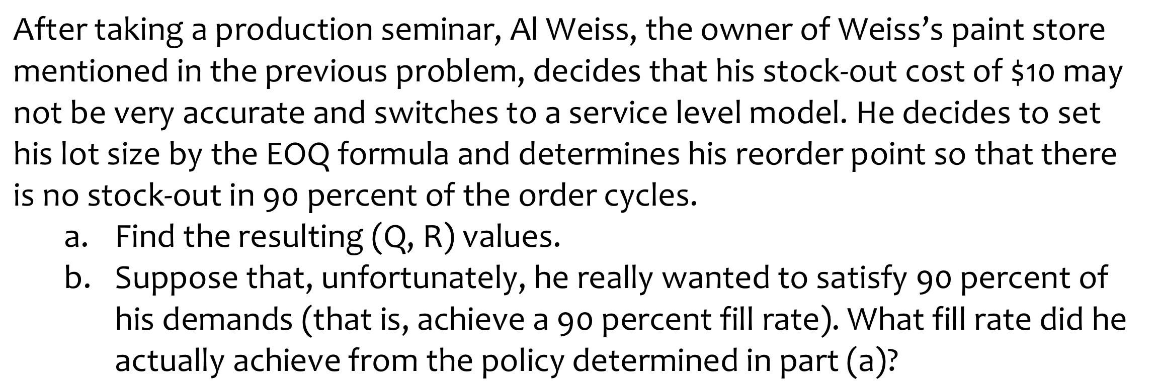 After taking a production seminar, Al Weiss, the