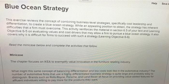 Help Save Blue Ocean Strategy This exercise