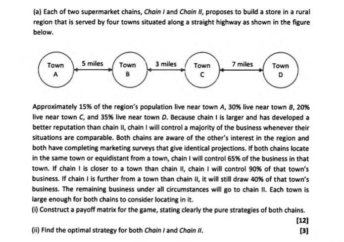 (a) Each of two supermarket chains, Chain I and