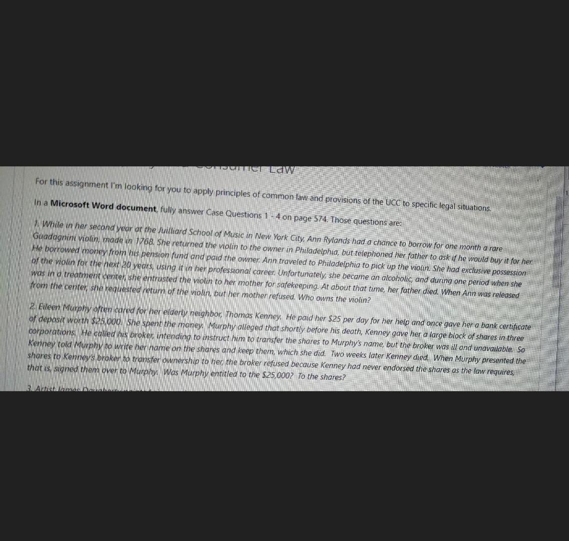 TITICI Law For this assignment I'm looking for