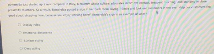 Esmeralda just started up a new company in Italy,