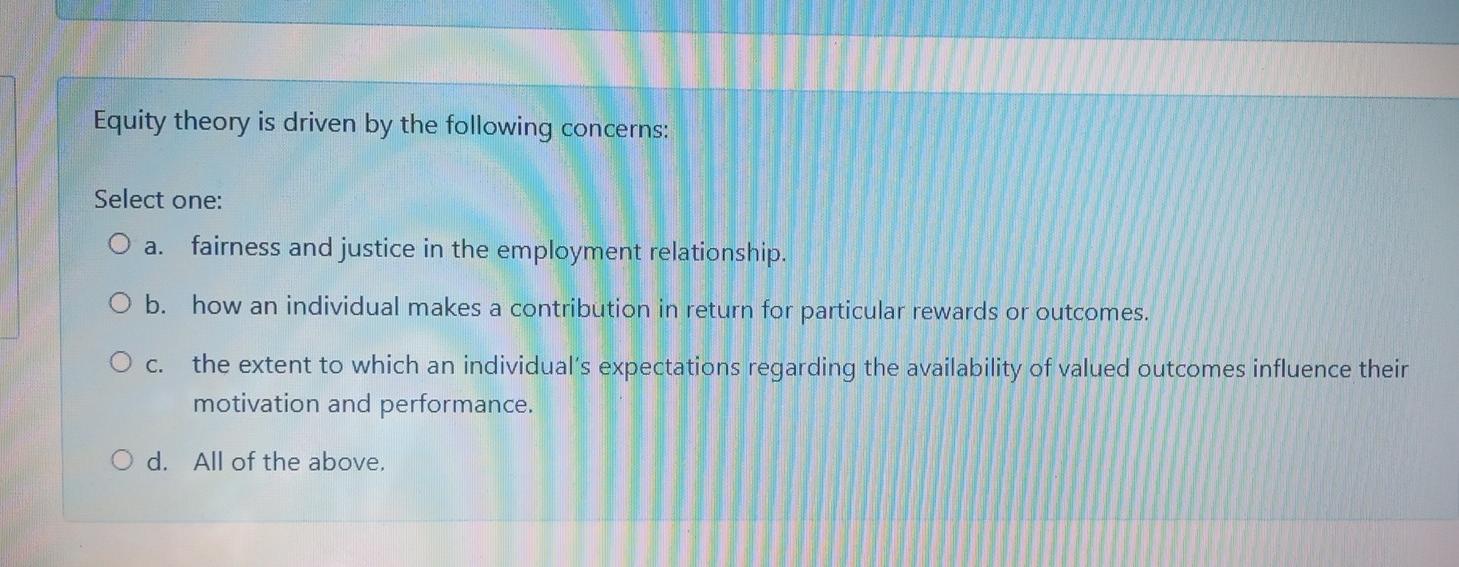 organizational change management Equity theory is