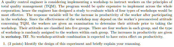 A quality control engineer is considering