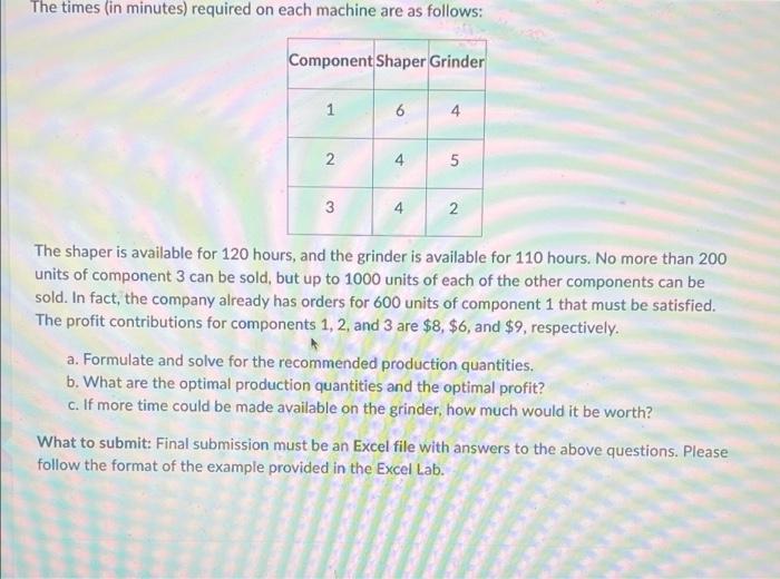 PLEASE USE EXCEL FOR YOUR ANSWER YSE SOLVER TO