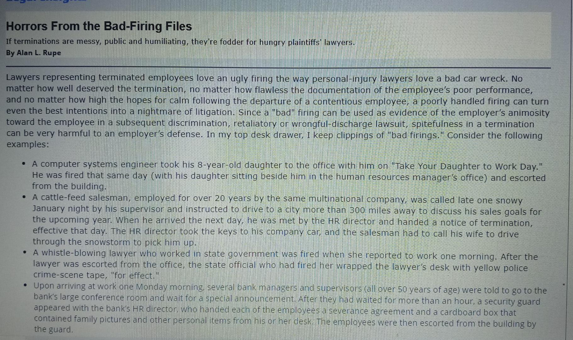 Horrors From the Bad-Firing Files If terminations