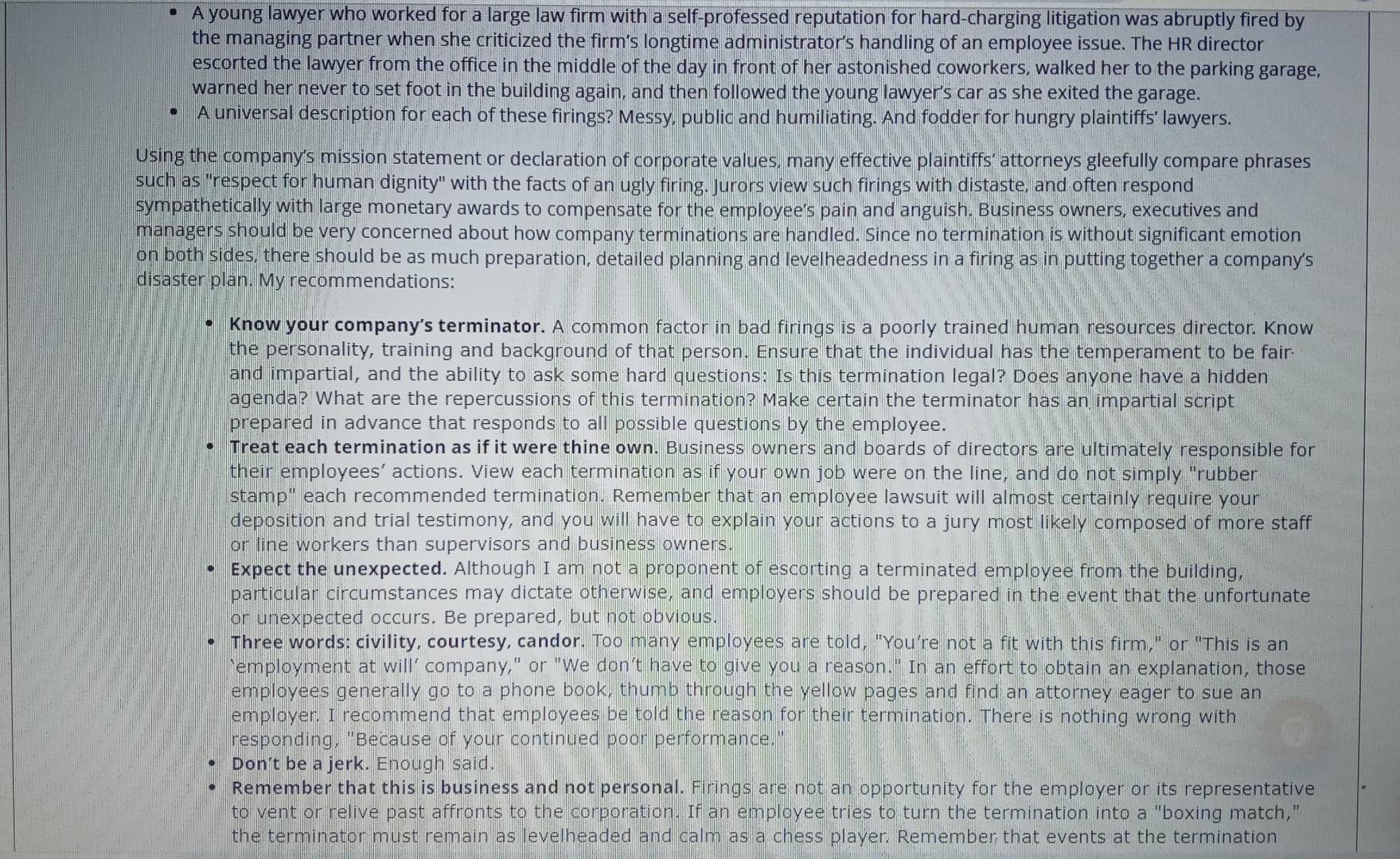 Horrors From the Bad-Firing Files If terminations