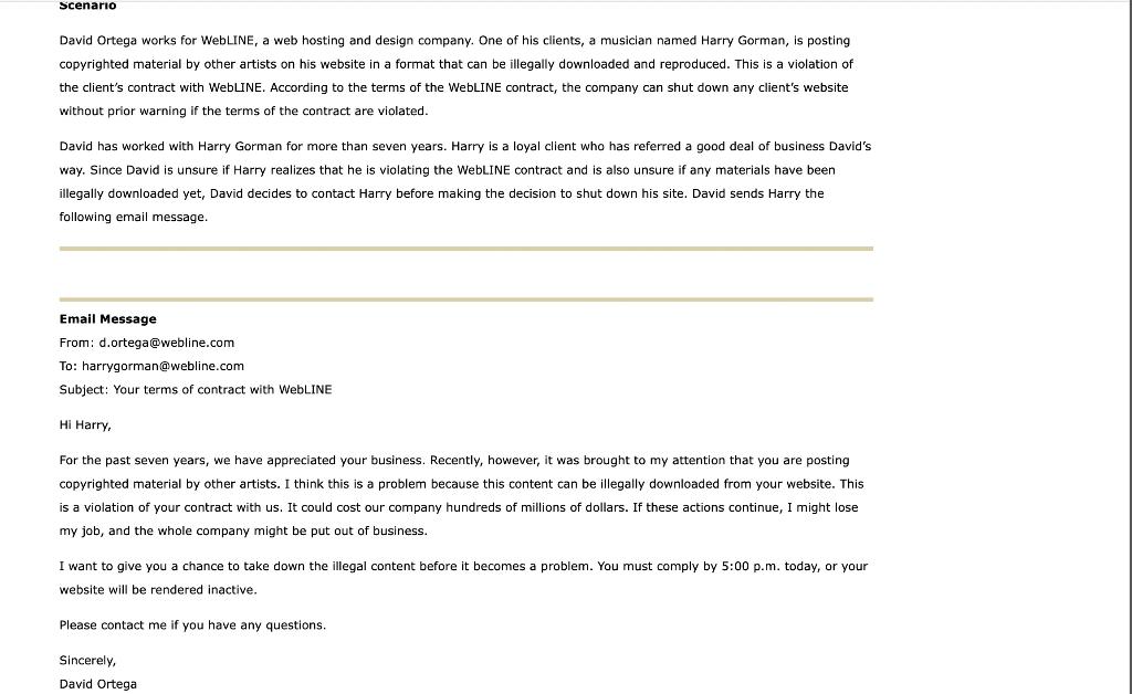 Scenario David Ortega works for WebLINE, web