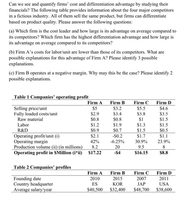 Can we see and quantify firms' cost and