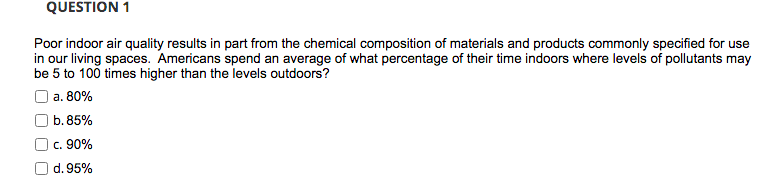 QUESTION 1 Poor indoor air quality results in