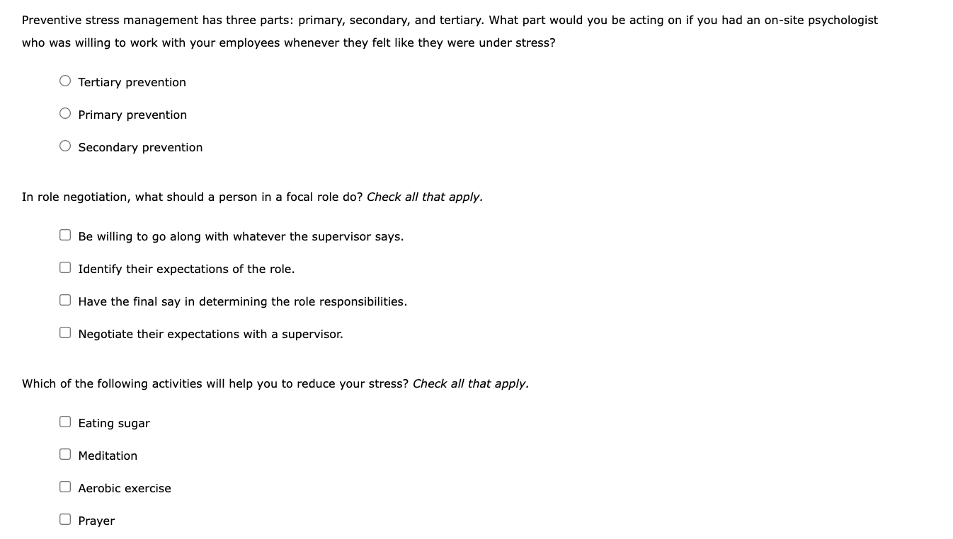 Preventive stress management has three parts: