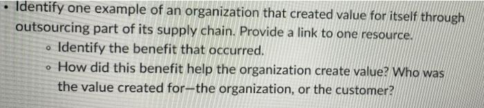 Identify one example of an organization that