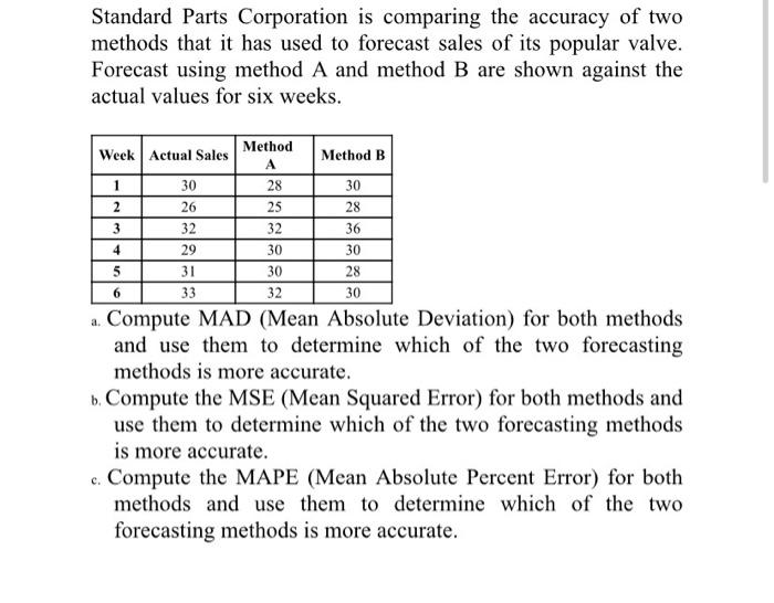 Show your work Standard Parts Corporation is