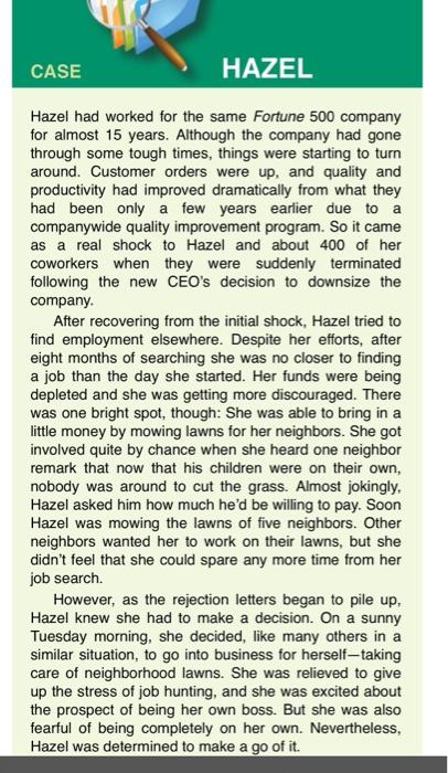 CASE HAZEL Hazel had worked for the same Fortune