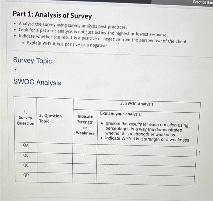 Practice Exe Part 1: Analysis of Survey Analyse