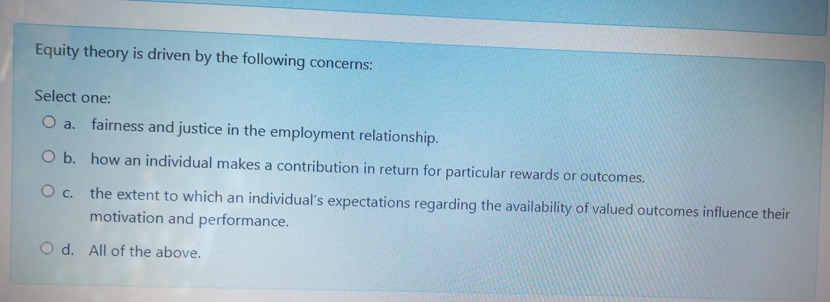 organizational change management Equity theory is