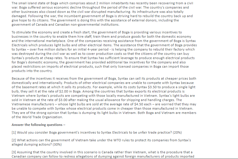 The small island state of Boga which comprises