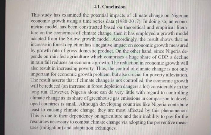 Please summarize the conclusion is one or two