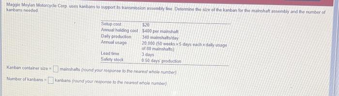 Maggie Maylan Motorcycle Corp uses kanbans to