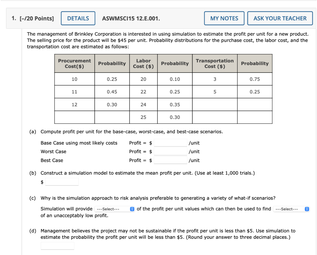 1. [-120 Points] DETAILS ASWMSCI15 12.E.001. MY