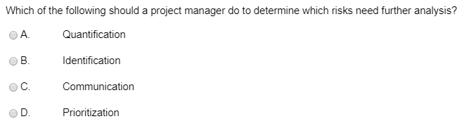 Which of the following should a project manager