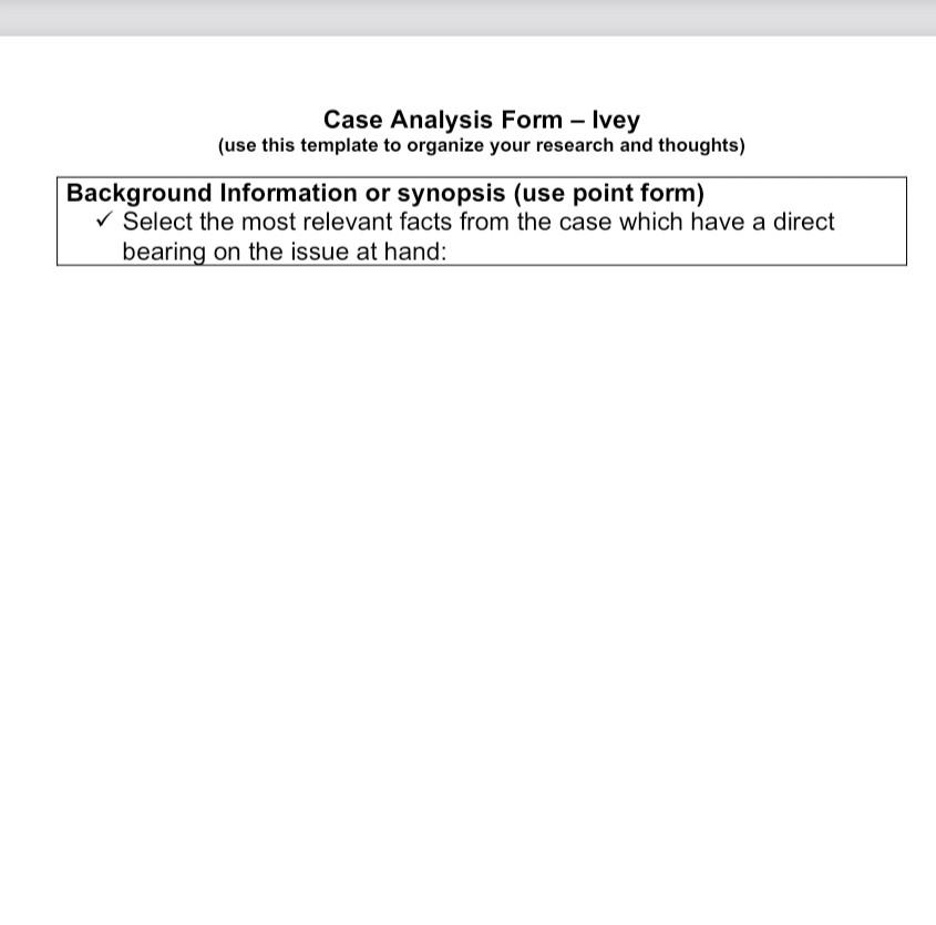 that is major case analysis worth 20% of my