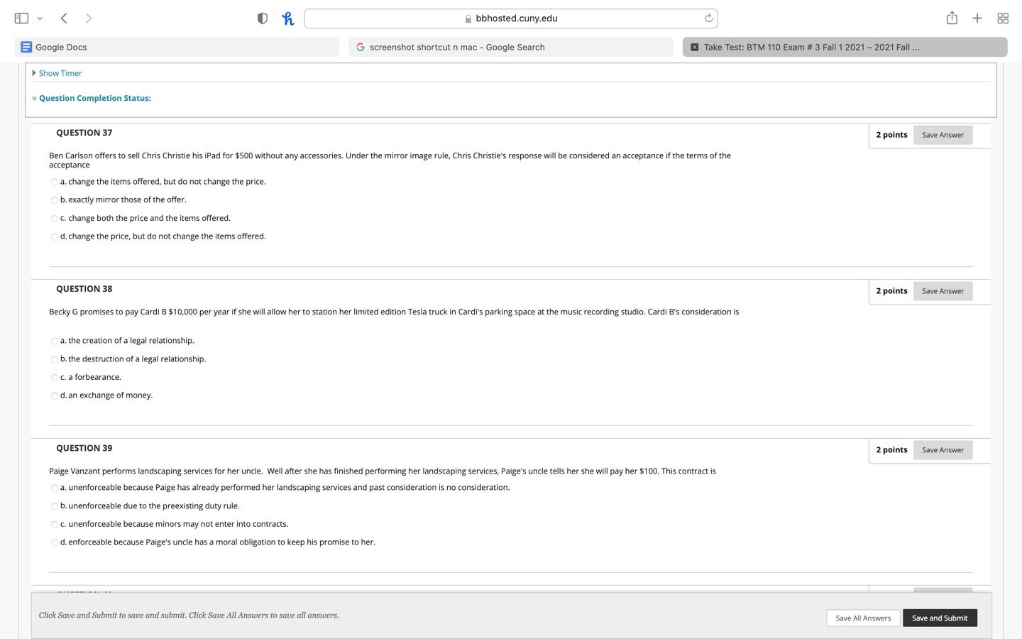 Oh bbhosted.cuny.edu U + 89 Google Docs G