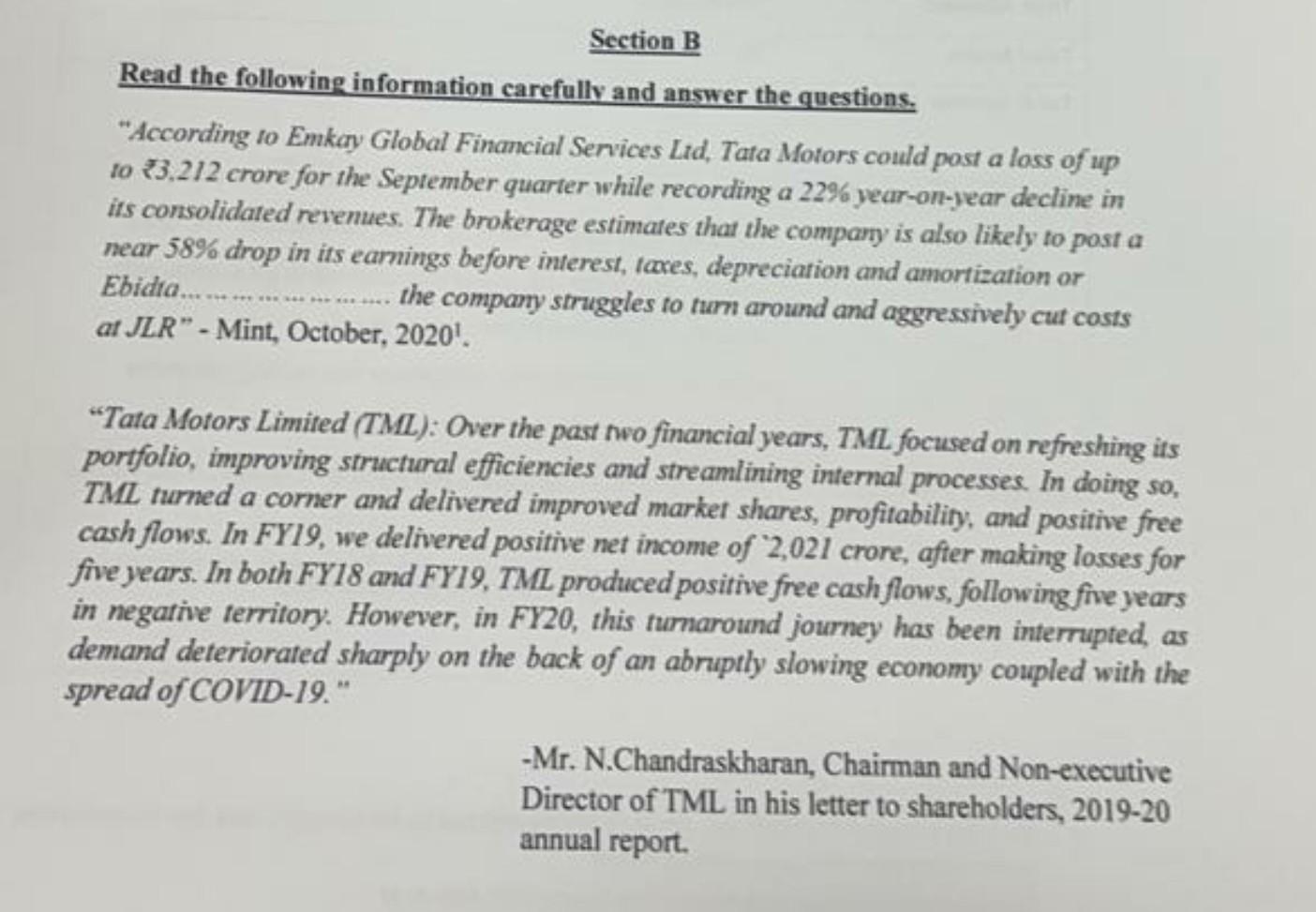 Section B Read the following information