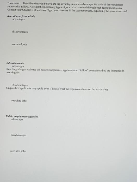 Directions: Describe what you believe are the