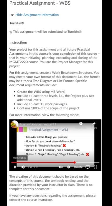 Practical Assignment - WBS Hide Assignment