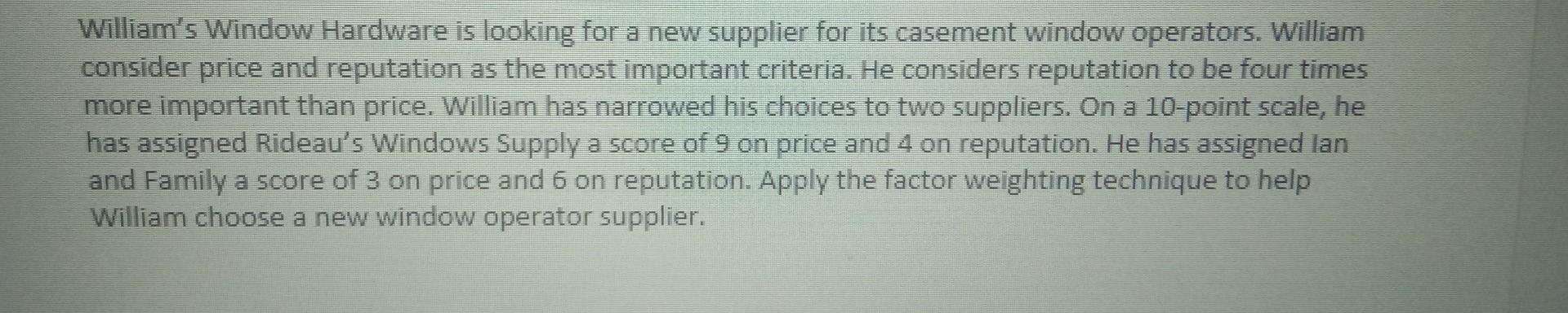 William's Window Hardware is looking for a new