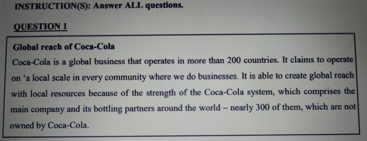 INSTRUCTION(S): Answer ALL questions. QUESTION 1
