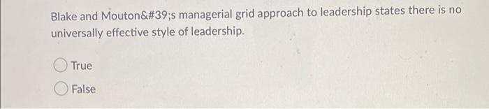 Blake and Moutons managerial grid approach to