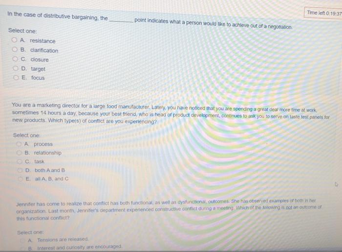 In the case of distributive bargaining, the Time