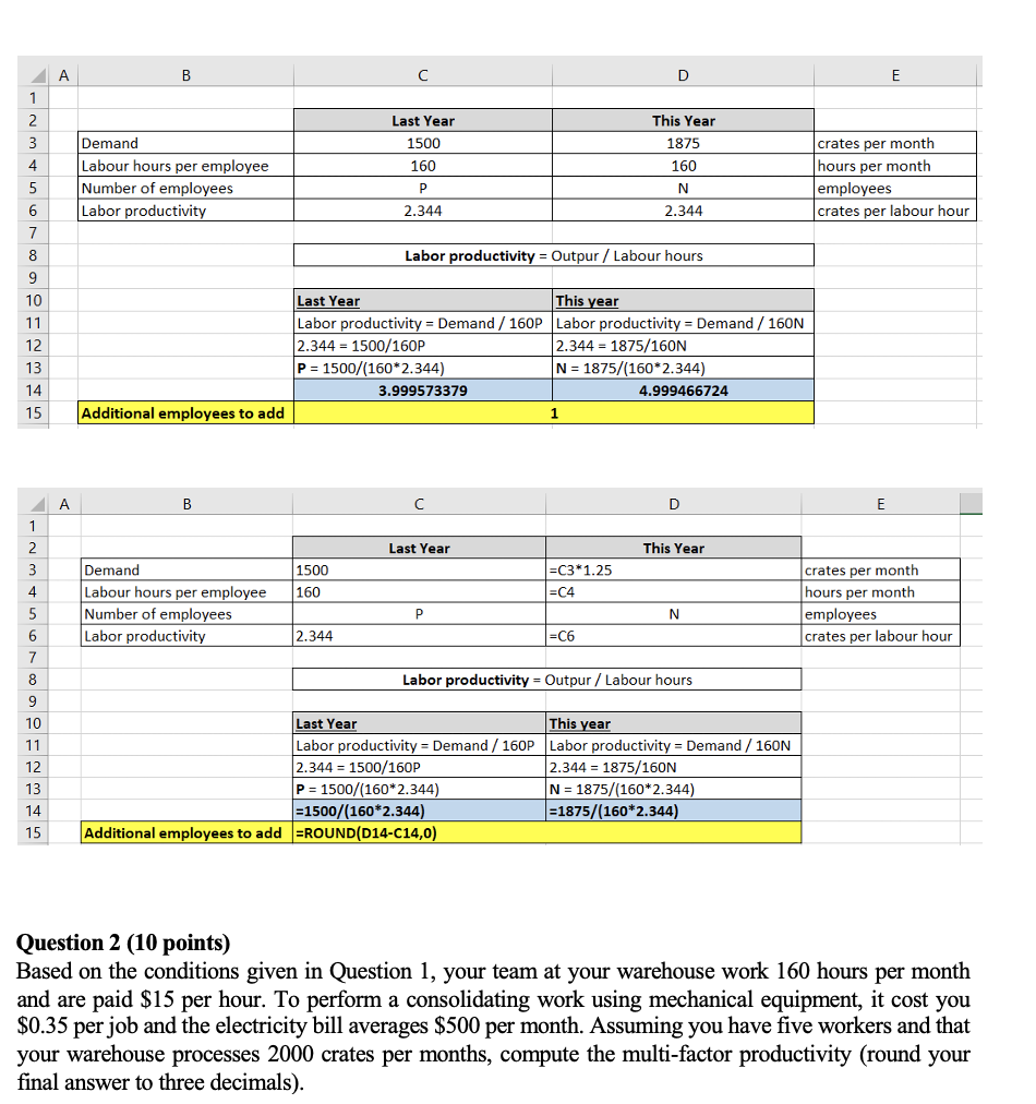 Just answer question 2 please A B C D E 1 2 3 4