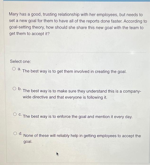 Mary has a good, trusting relationship with her