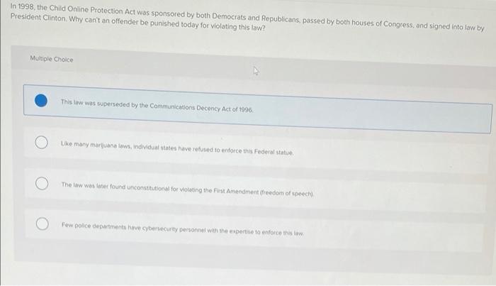 In 1998, the Child Online Protection Act was