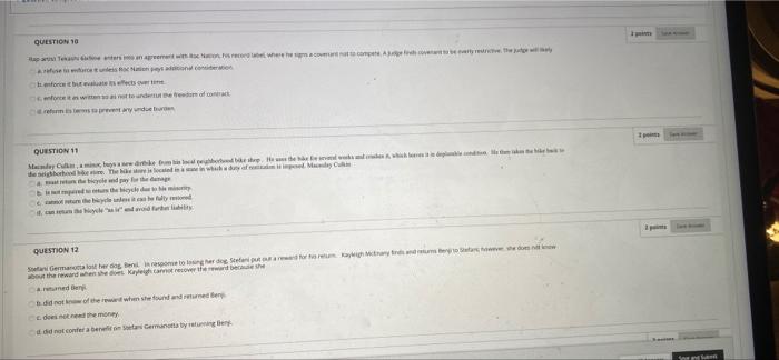 QUESTION 10 we were the eator not want to under