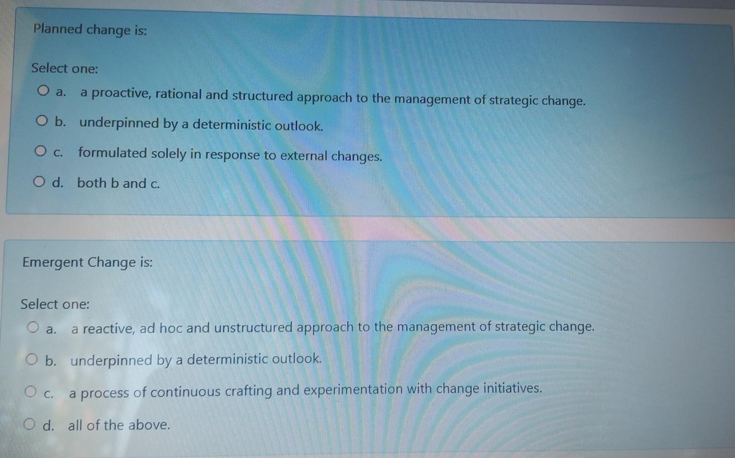 Voluntarism refers to a view of people and change