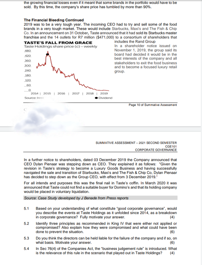 Question 5 (20) CASE STUDY BIGGER IS NOT ALWAYS