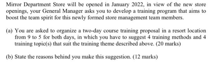 Mirror Department Store will be opened in January