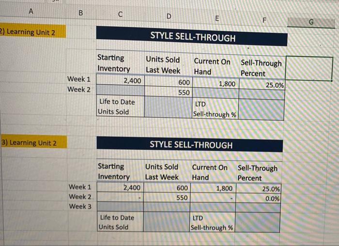 i need both 2 and 3 B D E F G 2) Learning Unit 2