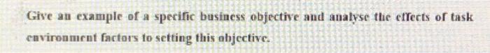 Give an example of a specific business objective