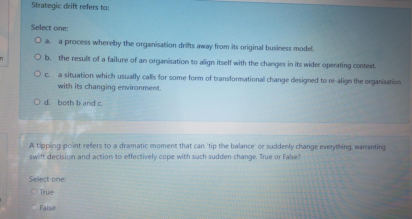 organizational change management Strategic drift