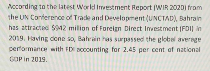 According to the latest World Investment Report