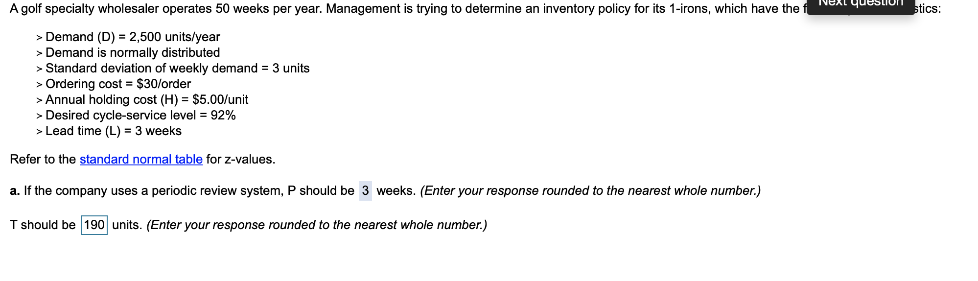 The covered part says "following characteristics"