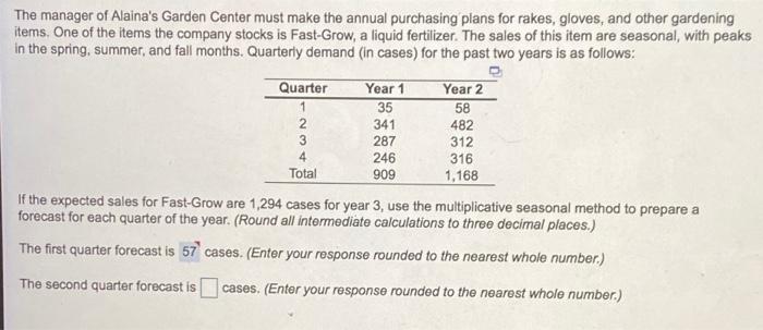 The manager of Alaina's Garden Center must make