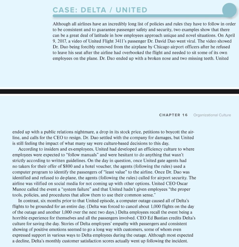 Please read the case Delta / United and Answer